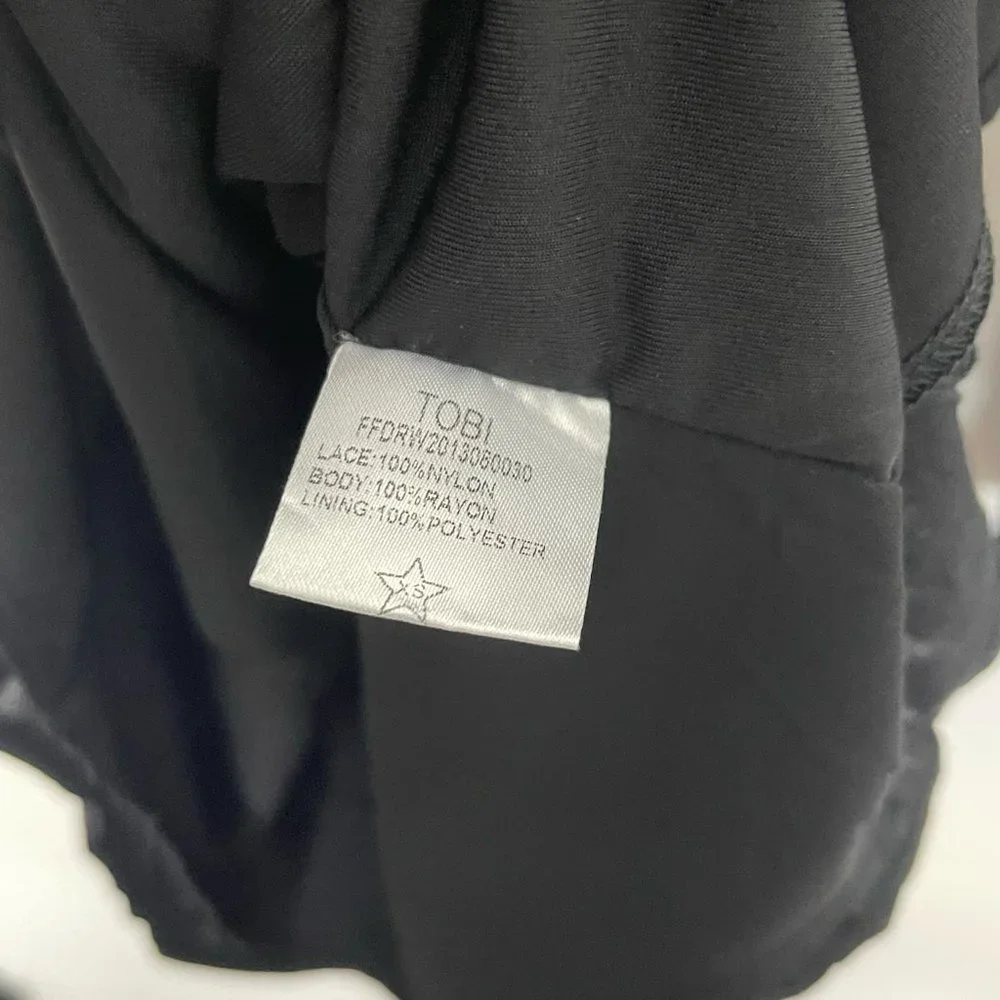 Tobi La Belle Black Flare Sleeve Lace Shift Dress XS Extra Small - Picture 10 of 10